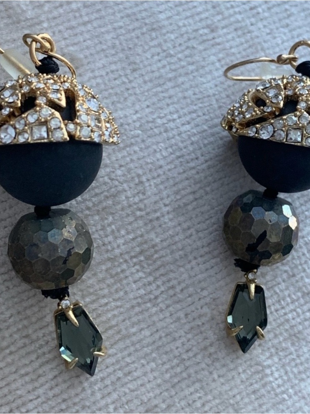 ALEXIS BITTAR RARE Crystal Mosaic CAP Crystal Gemstone Hand Knotted Earrings